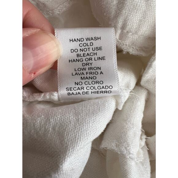 Love Tree Women's Linen Blend Melissa Pants Cropped Belted Pull-On White Size L - Picture 8 of 10